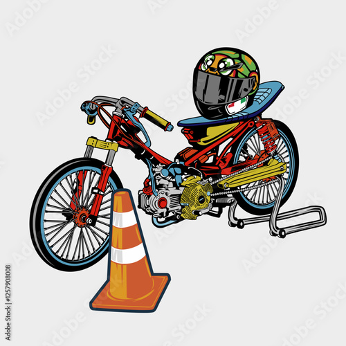 motorbike drag bike with blue...