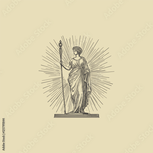 Hera ancient greek Goddess of marriage design vector template logo t-shirt illustration
