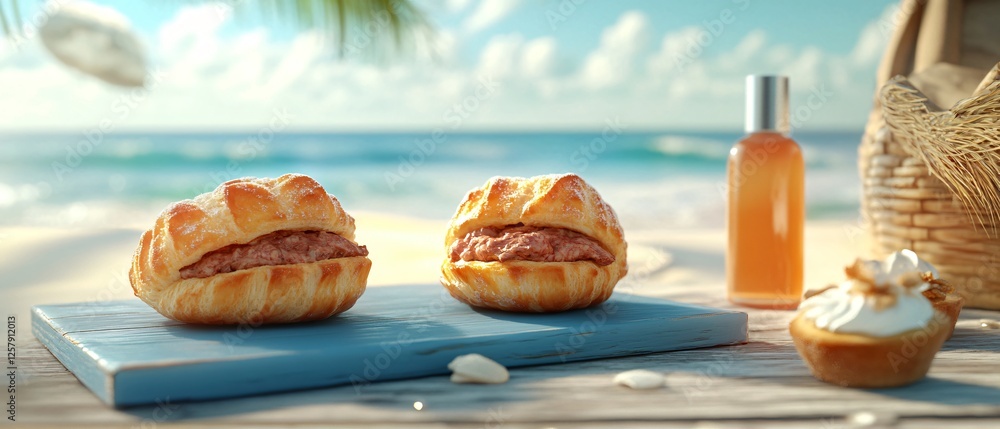 Naklejka premium Tasty Pastries with Meat and Sour Cream