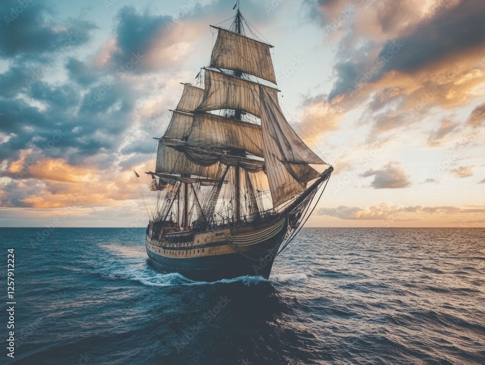 Fototapeta premium Sailboat on Ocean Sunset