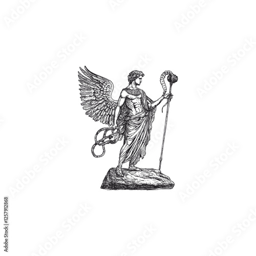 Hermes ancient greek mythology design vector template logo illustration