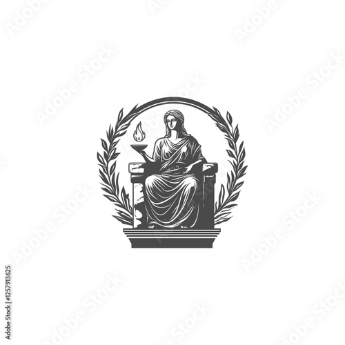 Hestia ancient greek goddess design vector template logo illustration