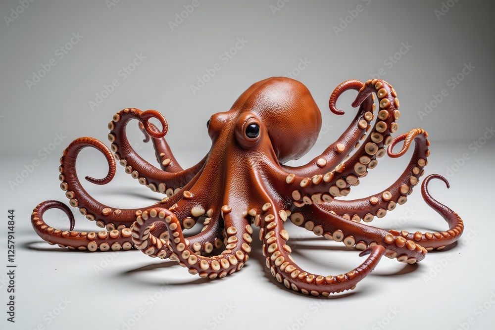 Obraz premium AI un polpo adagiato su fondo chiaro 04
