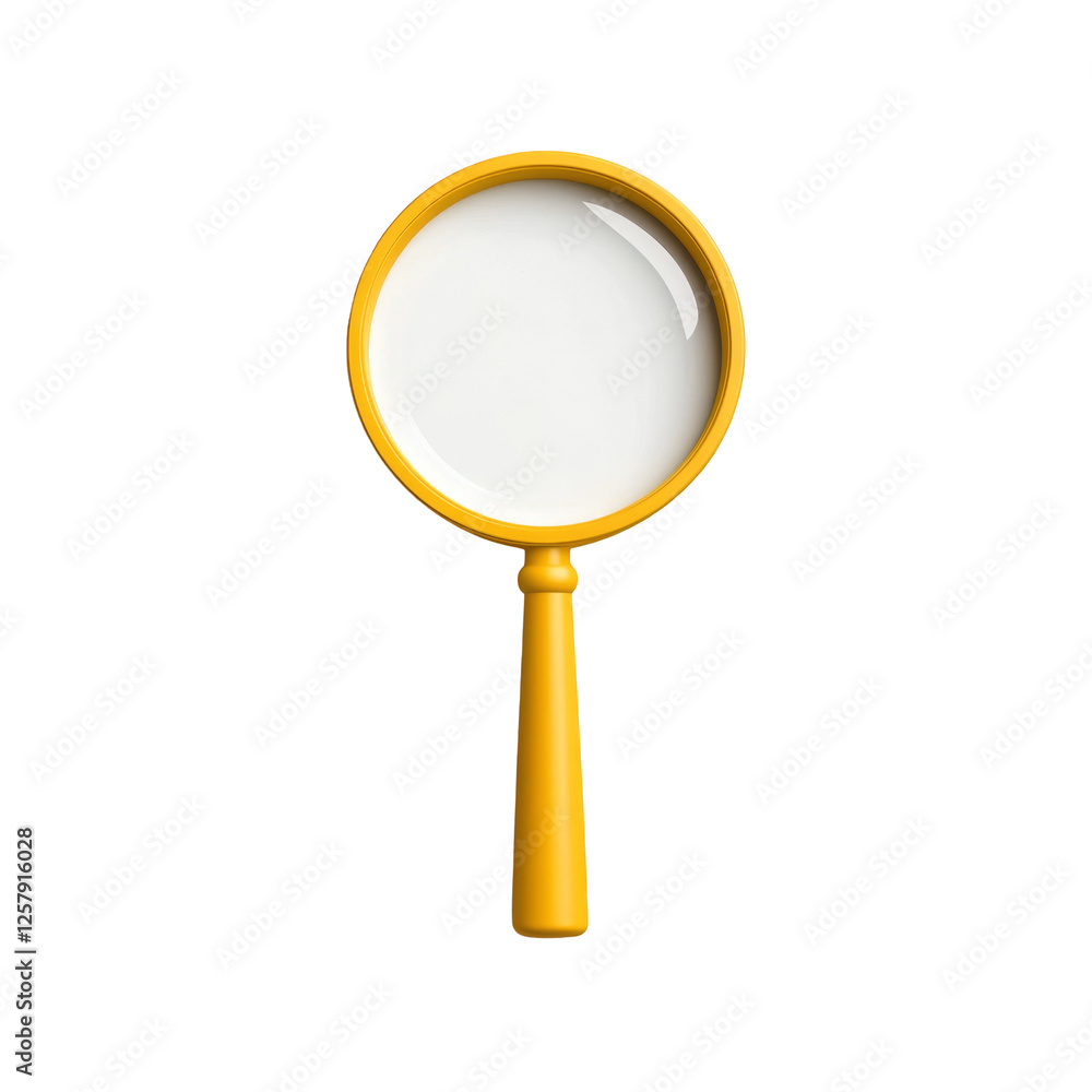 Yellow magnifying glass with round lens and simple handle design for detailed observation Yellow magnifying glass with round lens and simple handle design for detailed observation