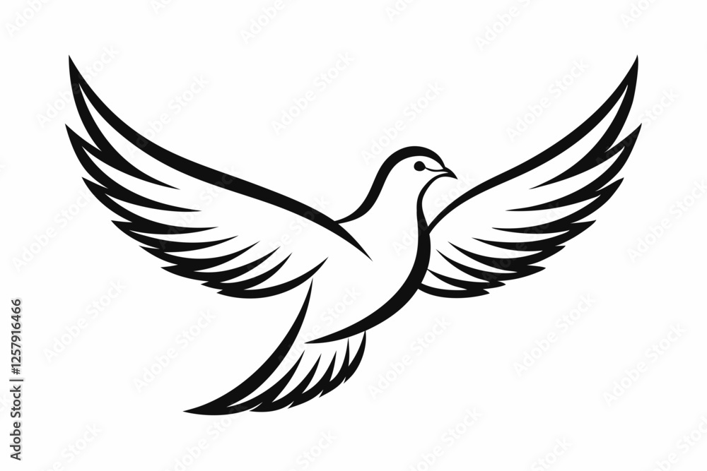 One-Line Pigeon in Flight – Elegant Black Silhouette Vector Icon, pigeon symbol Of silhouette vector illustration. One-Line Pigeon in Flight – Elegant Black Silhouette Vector Icon, pigeon symbol Of silhouette vector illustration.