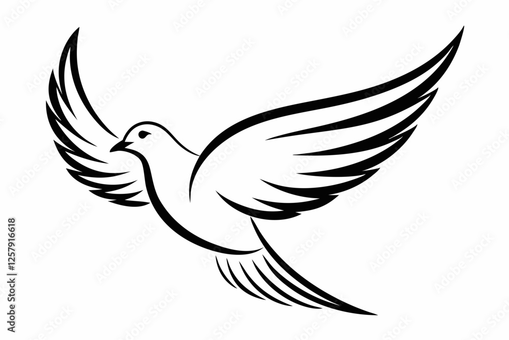 One-Line Pigeon in Flight – Elegant Black Silhouette Vector Icon, pigeon symbol Of silhouette vector illustration. One-Line Pigeon in Flight – Elegant Black Silhouette Vector Icon, pigeon symbol Of silhouette vector illustration.