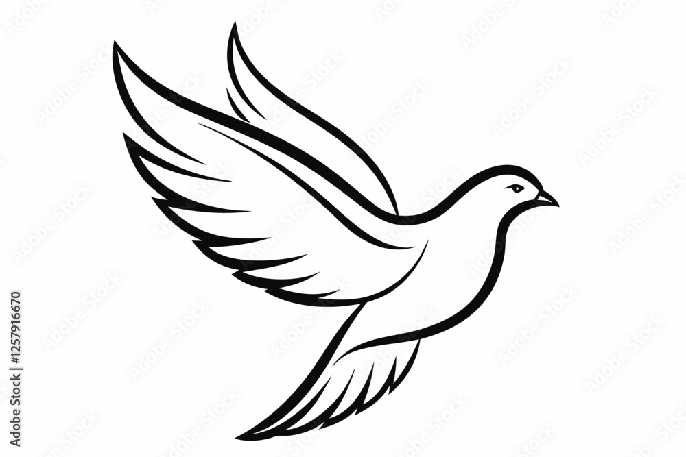 One-Line Pigeon in Flight – Elegant Black Silhouette Vector Icon, pigeon symbol Of silhouette vector illustration. One-Line Pigeon in Flight – Elegant Black Silhouette Vector Icon, pigeon symbol Of silhouette vector illustration.
