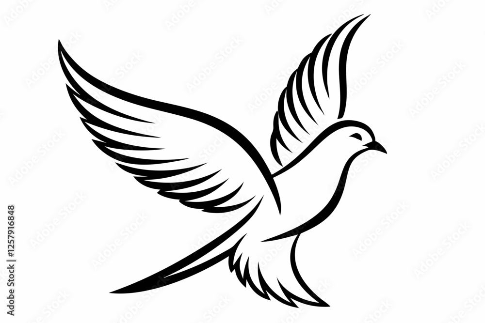 One-Line Pigeon in Flight – Elegant Black Silhouette Vector Icon, pigeon symbol Of silhouette vector illustration. One-Line Pigeon in Flight – Elegant Black Silhouette Vector Icon, pigeon symbol Of silhouette vector illustration.