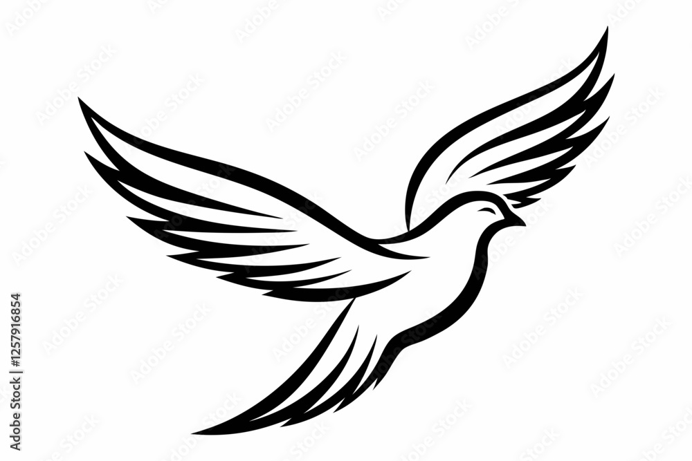 One-Line Pigeon in Flight – Elegant Black Silhouette Vector Icon, pigeon symbol Of silhouette vector illustration. One-Line Pigeon in Flight – Elegant Black Silhouette Vector Icon, pigeon symbol Of silhouette vector illustration.