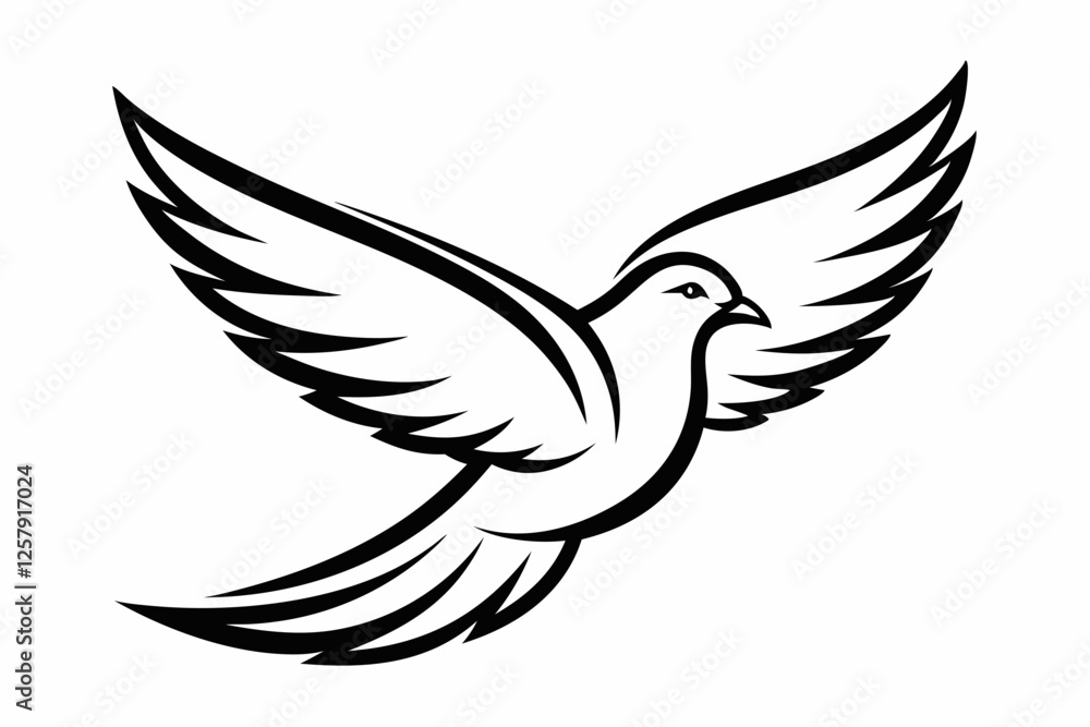 One-Line Pigeon in Flight – Elegant Black Silhouette Vector Icon, pigeon symbol Of silhouette vector illustration. One-Line Pigeon in Flight – Elegant Black Silhouette Vector Icon, pigeon symbol Of silhouette vector illustration.