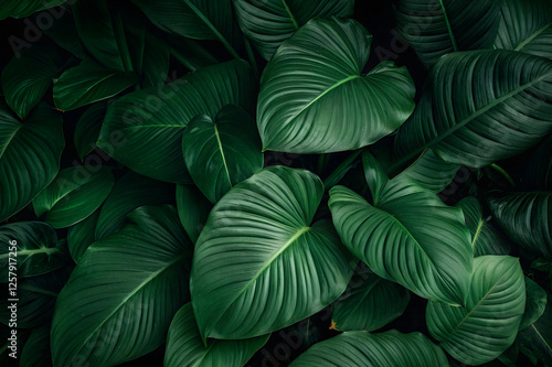 Wallpaper Mural Lush Green Leaves with Dark Background Torontodigital.ca