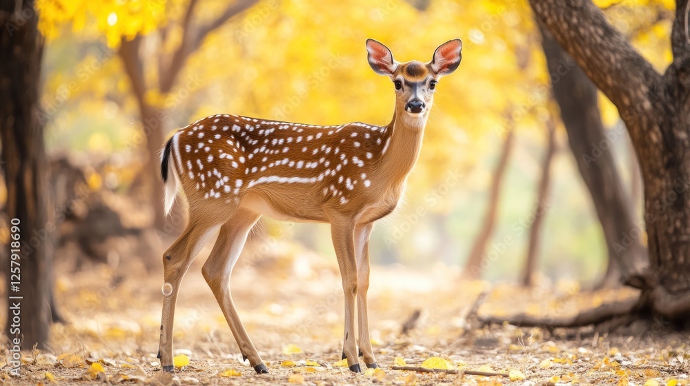 A Spotted Deer in Autumnal Woods A Spotted Deer in Autumnal Woods