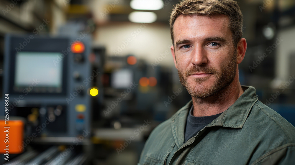 Close up of engineer in workshop, showcasing expertise and focus