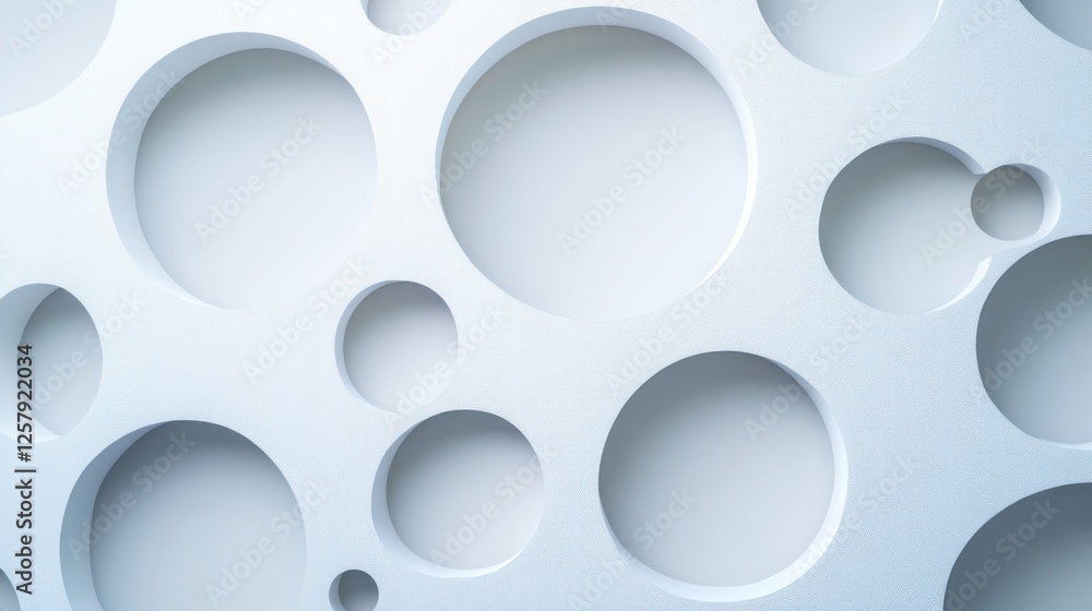 Abstract White Background with Circular Cutouts Abstract White Background with Circular Cutouts