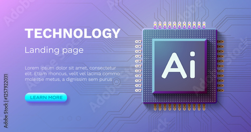 Ai chip, innovation tech, ai art technology. Vector illustration