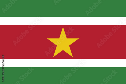 Flag of Suriname. Suriname  flag official colors and proportion digital vector illustration