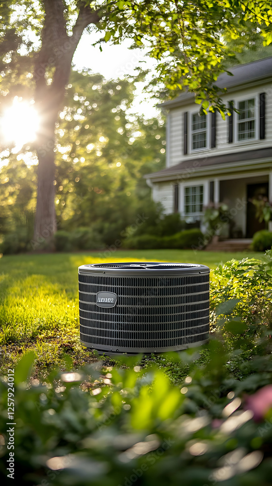 Fototapeta premium Air conditioner, home, yard, sun, summer, cooling