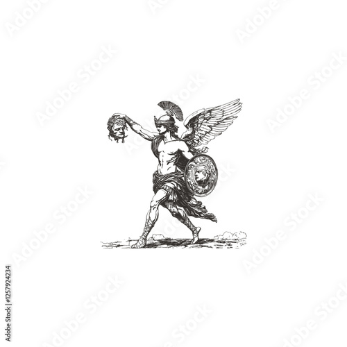 Perseus greek mythology design vector template logo illustration