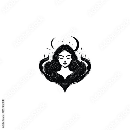 Nyx ancient greek goddess of the night design vector template logo illustration