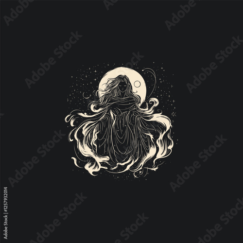 Nyx ancient greek goddess of the night design vector template logo illustration