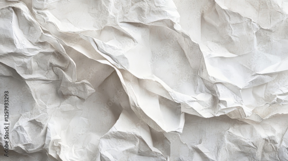 Obraz premium Textured Abstract Crumpled White Paper Surface