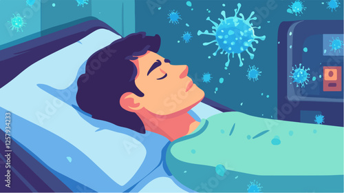 Illustration of a sick person. Flu. Disease.