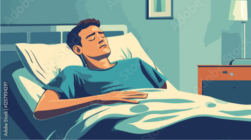 Illustration of a sick person. Flu. Disease.