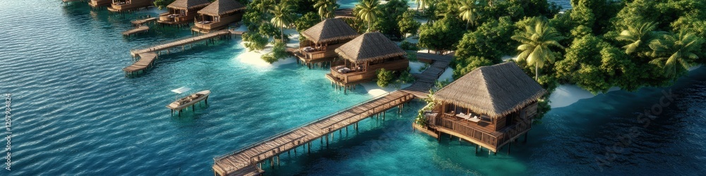 Obraz premium bungalow on the ocean. Selective focus