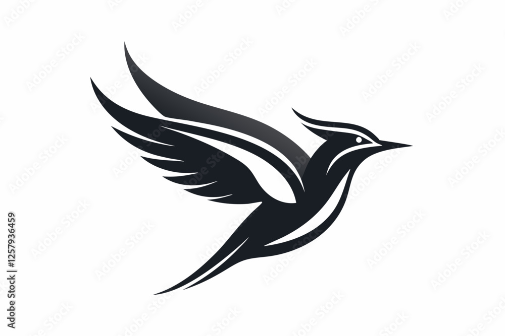 woodpecker silhouette vector illustration,cute woodpecker geometric line art symbol icon on white background. woodpecker silhouette vector illustration,cute woodpecker geometric line art symbol icon on white background.