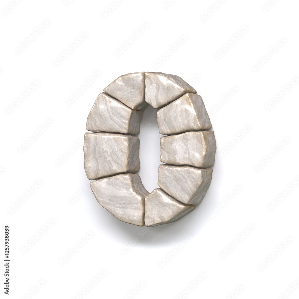 Stone wall font Number 0 ZERO 3D