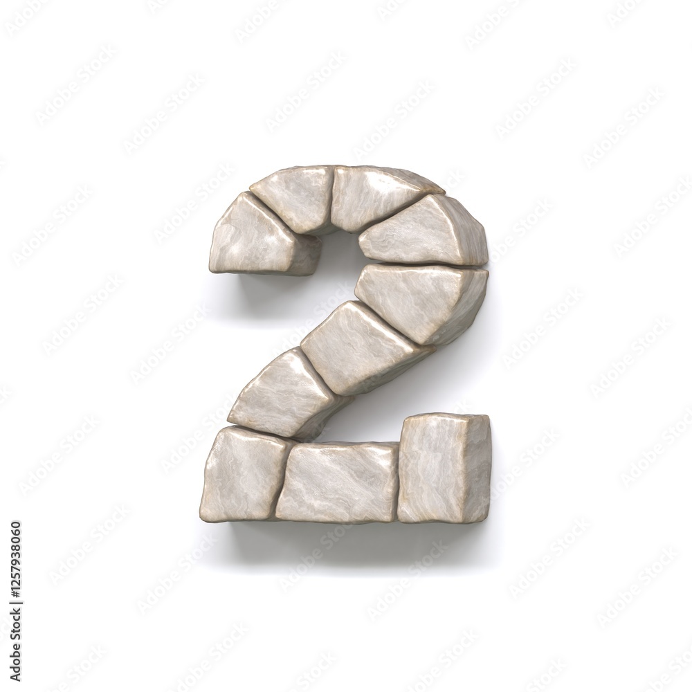 Stone wall font Number 2 TWO 3D