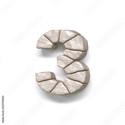 Obraz na płótnie Stone wall font Number 3 THREE 3D w salonie