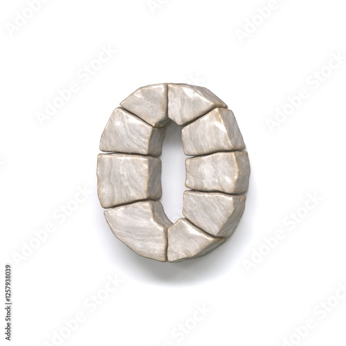 Obraz na płótnie Stone wall font Number 0 ZERO 3D w salonie