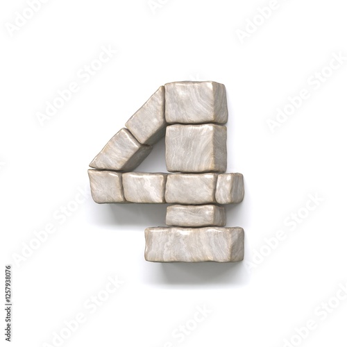Obraz na płótnie Stone wall font Number 4 FOUR 3D w salonie