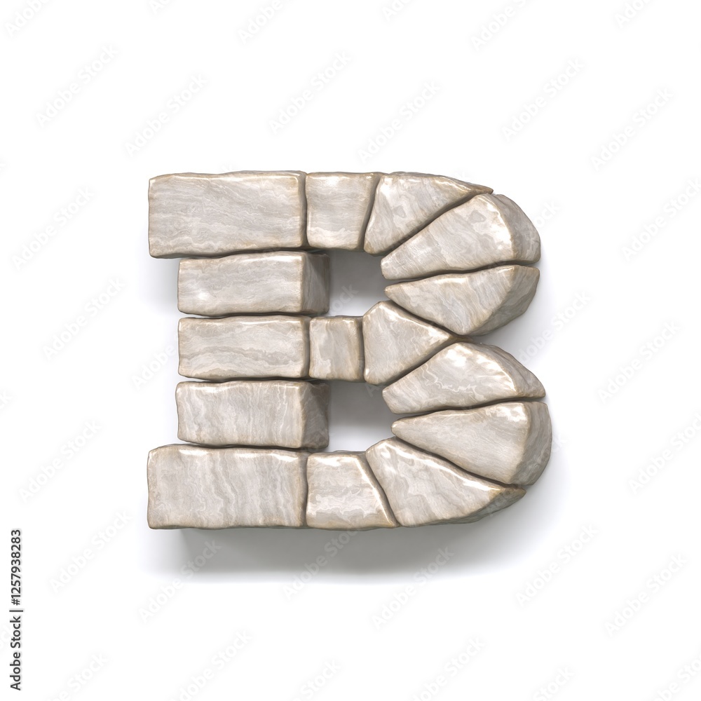 Stone wall font Letter B 3D
