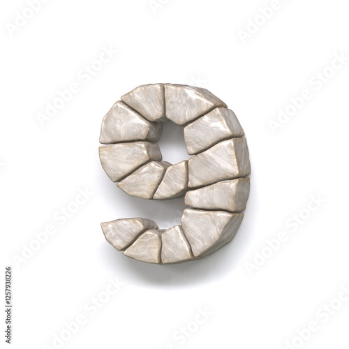 Obraz na płótnie Stone wall font Number 9 NINE 3D w salonie