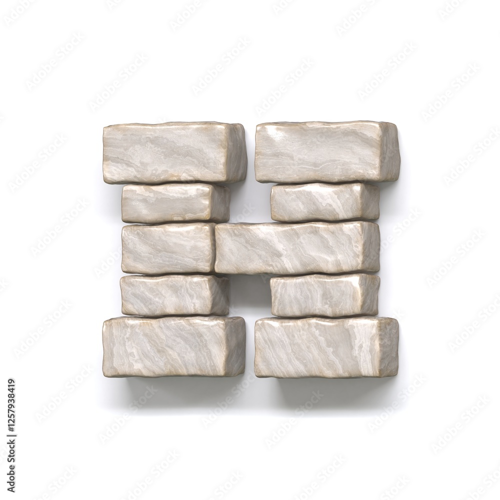 Stone wall font Letter H 3D