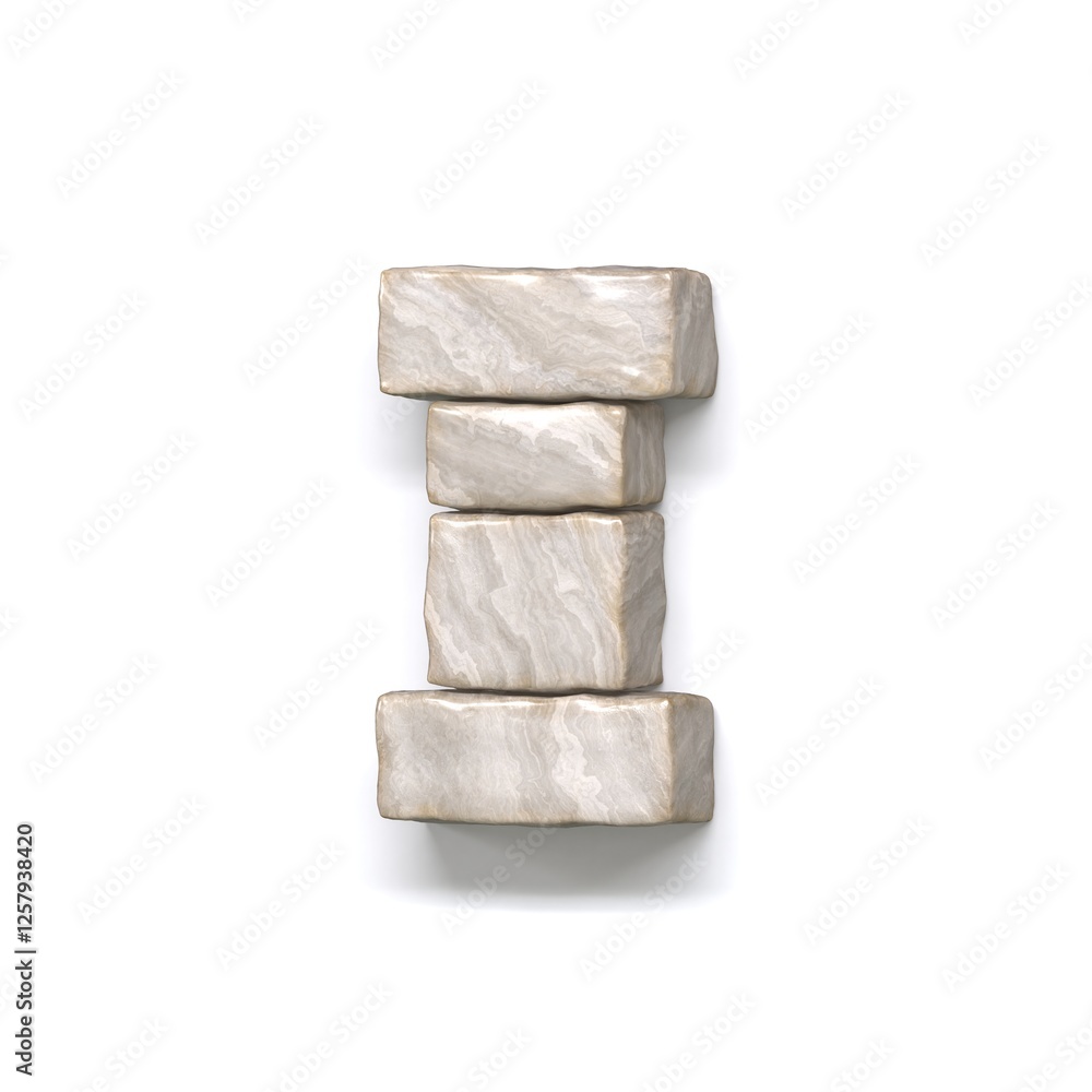 Stone wall font Letter I 3D