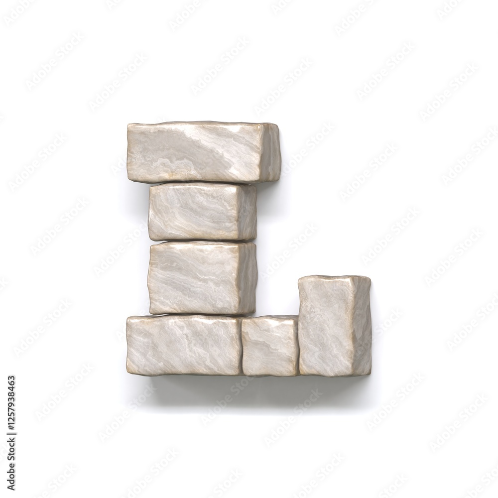 Stone wall font Letter L 3D