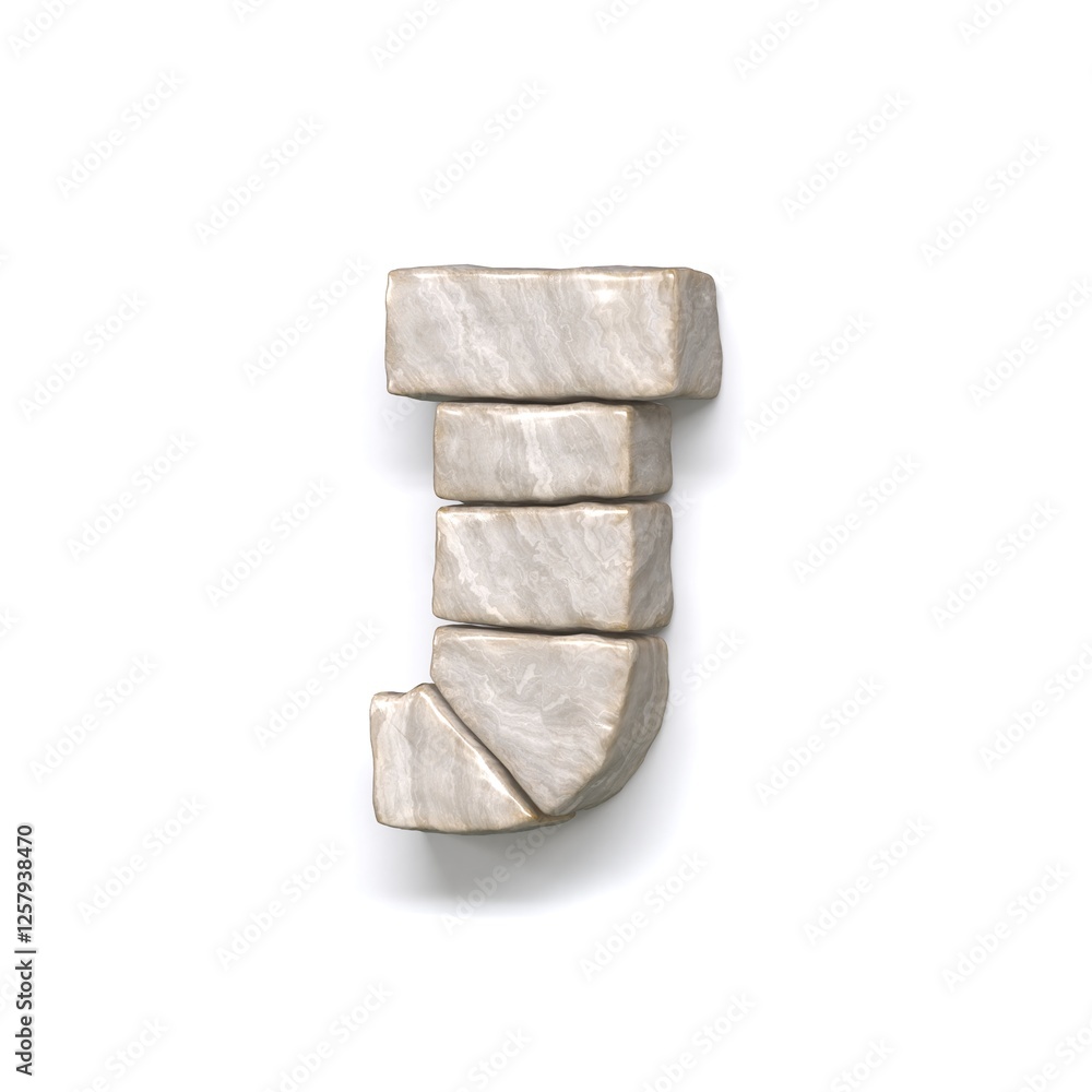 Stone wall font Letter J 3D