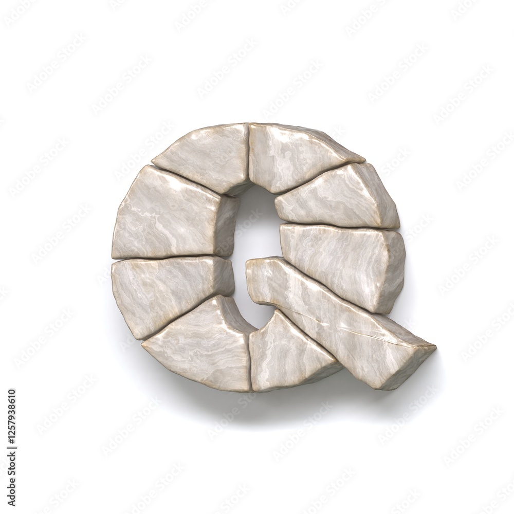 Stone wall font Letter Q 3D