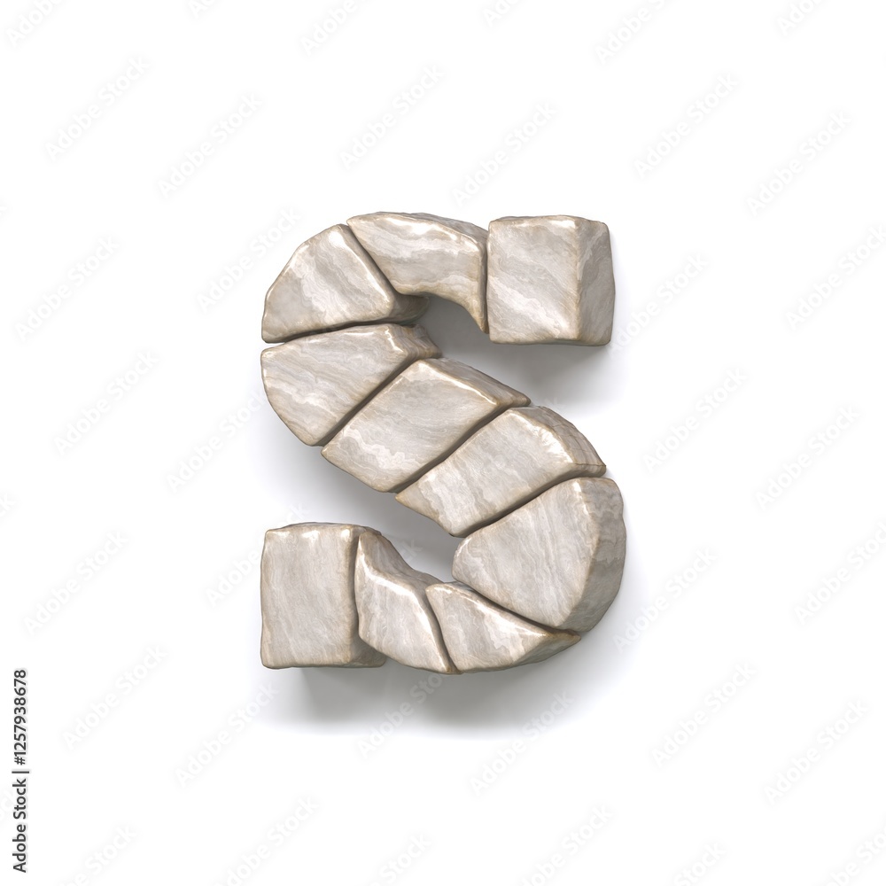 Stone wall font Letter S 3D