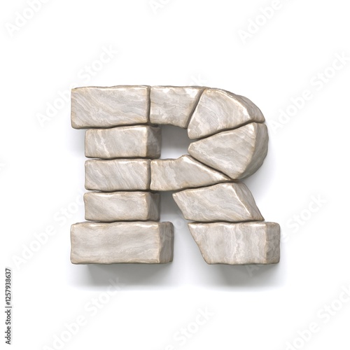 Stone wall font Letter R 3D
