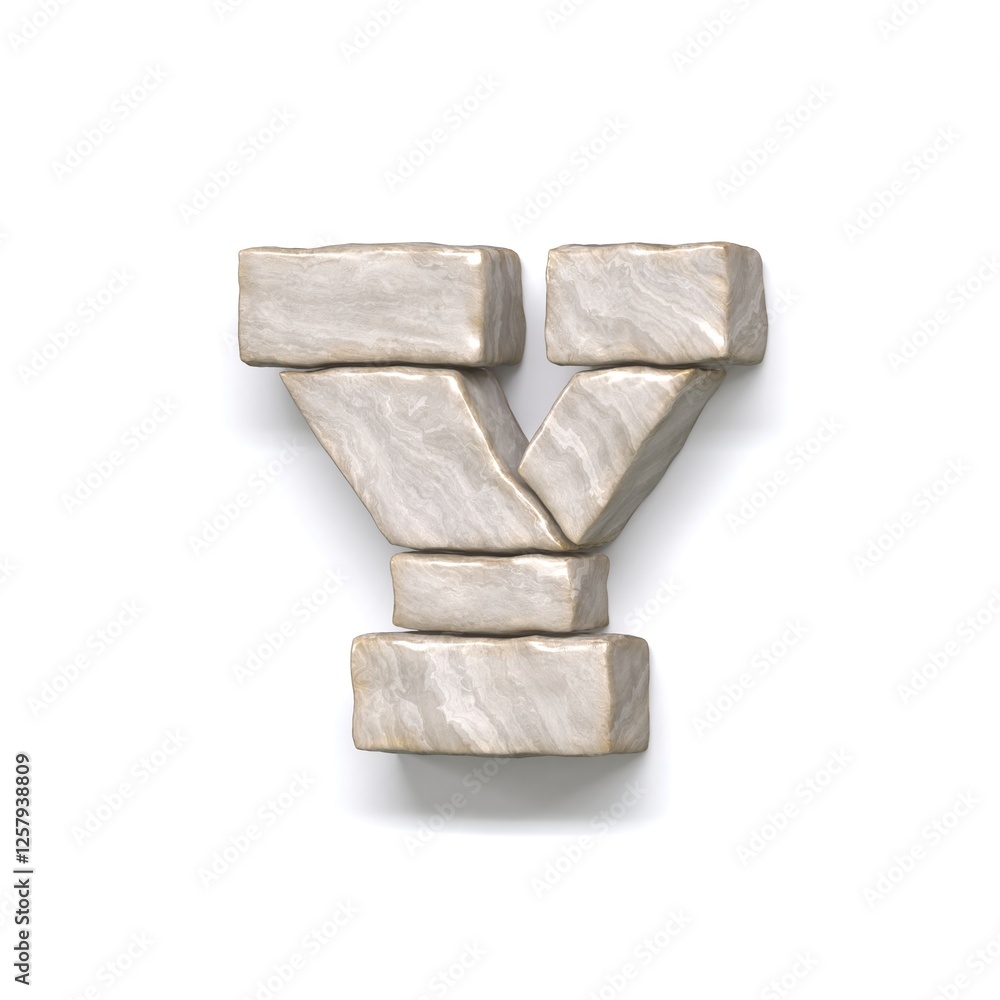 Stone wall font Letter Y 3D
