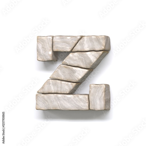 Stone wall font Letter Z 3D