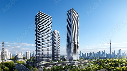 Modern Toronto high-rise condos; city skyline view