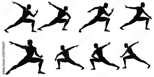 Lunge exercise for man black silhouette 