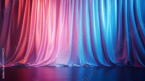 Red and Blue Gradient Curtain with Elegant Reflection