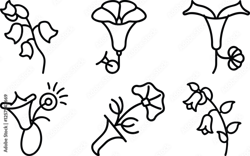 Fototapeta premium Floral Silhouette Vector Collection