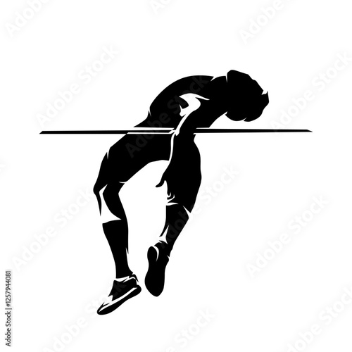 High jump athletics, isolated vector silhouette, clipart, high jumper logo